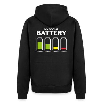 Unbeholfen Introvertiert Soziale Batterie Schüchte - Unisex Premium Bio Zip Hoodie - Schwarz - Hinten - Nico (187cm)