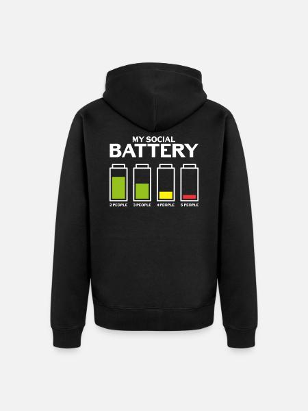 Unbeholfen Introvertiert Soziale Batterie Schüchte - Premium økologisk unisex-hættejakke - sort