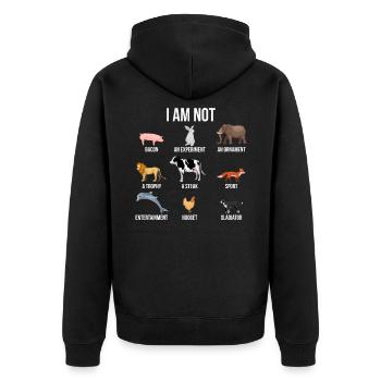 Vegan animal rescue veggie animal rights animal love - Unisex Premium Organic Zip Hoodie - black - Back - Nico (187cm)