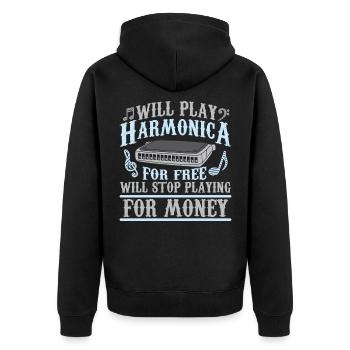 Harmonica player blues music country - Veste à capuche bio Premium Unisexe - noir - Dos - Nico (187cm)
