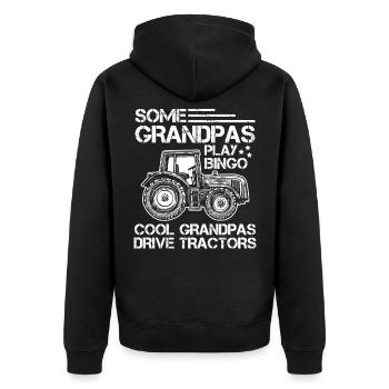 Tractor grandfather farmer ranch grandparents - Unisex Premium Organic Zip Hoodie - black - Back - Nico (187cm)