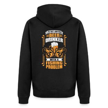 I'm just another beer drinker - Angeln und Bier - Unisex Premium Bio Zip Hoodie - Schwarz - Hinten - Nico (187cm)