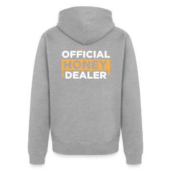 Official Honey Dealer - Imker Honig Imkerei - Unisex Premium Bio Zip Hoodie - Grau meliert - Hinten - Nico (187cm)