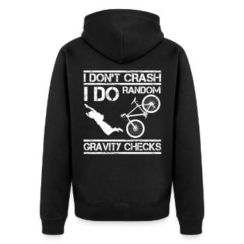 Bike stuntman fall extreme sport MTB cyclist - Unisex Premium Organic Zip Hoodie - black - Back - Nico (187cm)
