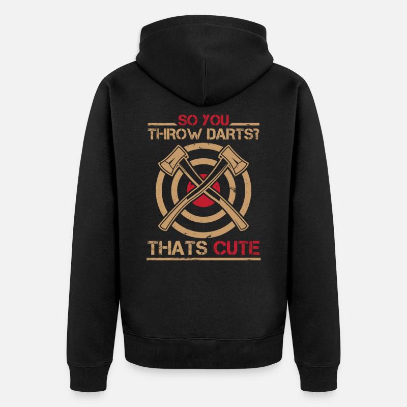 Axt werfender Holzfäller Dart Holzarbeiter - Unisex Premium Bio Zip Hoodie - Schwarz