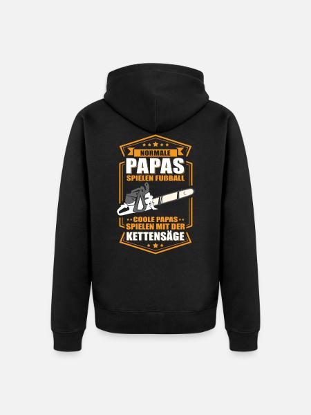 Normale Papas spielen Fußball Kettensäge Motorsäge - Unisex Premium Bio Zip Hoodie - Schwarz