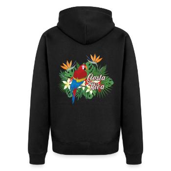 Costa Rica Land Natur Vogel Tropischer Papagei - Unisex Premium Bio Zip Hoodie - Schwarz - Hinten - Nico (187cm)