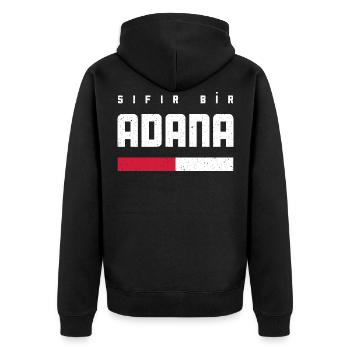 Adana 01 - Unisex Premium Organic Zip Hoodie - black - Back - Nico (187cm)