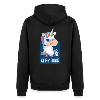 Licorne licorne drôle amusant cadeau de conception drôle - Veste à capuche bio Premium Unisexe - noir - Dos - Nico (187cm)