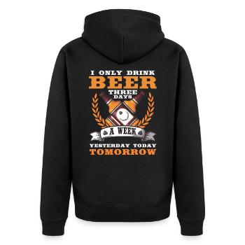 Lustiger Biertrinker süchtig Party Garten Alkohol - Unisex Premium Bio Zip Hoodie - Schwarz - Hinten - Nico (187cm)
