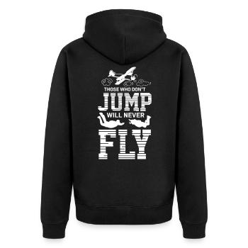 Fallschirmspringen Extremsport Fallschirmsprung - Unisex Premium Bio Zip Hoodie - Schwarz - Hinten - Nico (187cm)