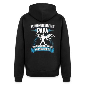 Schornsteinfeger Papa Vatertag Geschenk - Unisex Premium Bio Zip Hoodie - Schwarz - Hinten - Nico (187cm)