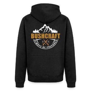 Survival & Bushcraft always be prepared - Unisex Premium Bio Zip Hoodie - Schwarz - Hinten - Nico (187cm)
