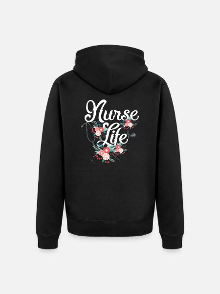 Krankenschwester Leben Krankenhaus Blume - Unisex Premium Bio Zip Hoodie - Schwarz