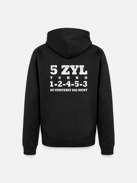 5 Zylinder Fünfzylinder Turbo Tunig - Unisex Premium Bio Zip Hoodie - Schwarz