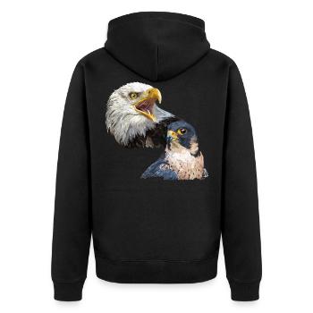 bald eagle and peregrine falcon - Unisex Premium Organic Zip Hoodie - black - Back - Nico (187cm)