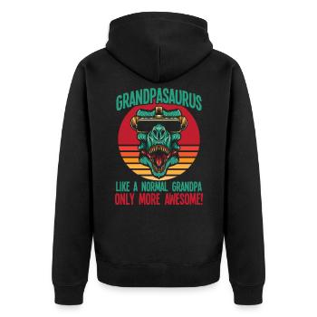 Opa Dinosaurier Fantastischer Großvater - Unisex Premium Bio Zip Hoodie - Schwarz - Hinten - Nico (187cm)