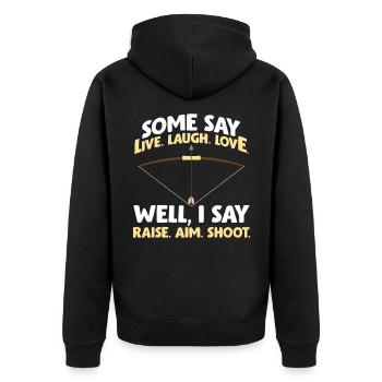 Lustiger Bogenschütze Ziel Bogenschießen - Unisex Premium Bio Zip Hoodie - Schwarz - Hinten - Nico (187cm)