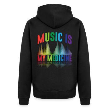 Music is my medicine DJ music producer musician - Unisex Premium Organic Zip Hoodie - black - Back - Nico (187cm)