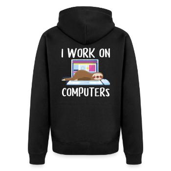 I work on computers Computer Progammierer Geschen - Unisex Premium Bio Zip Hoodie - Schwarz - Hinten - Nico (187cm)