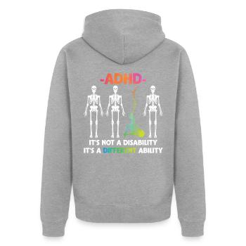 TDAH Pas de handicap Aptitudes particulières - Veste à capuche bio Premium Unisexe - gris chiné - Dos - Nico (187cm)