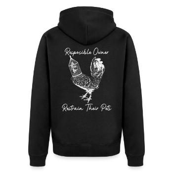 BDSM Ehemann Hahn Käfig Männliche Keuschheit - Unisex Premium Bio Zip Hoodie - Schwarz - Hinten - Nico (187cm)