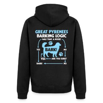 Logic of the Barking Pyrenean Mountain Dog - Unisex Premium Organic Zip Hoodie - black - Back - Nico (187cm)