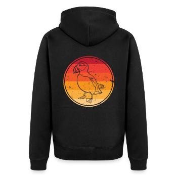 Coucher de soleil oiseau macareux macareux rétro - Veste à capuche bio Premium Unisexe - noir - Dos - Nico (187cm)