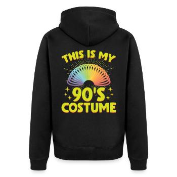 Dies ist mein 90er Jahre Kostüm Outfit Neunziger - Unisex Premium Bio Zip Hoodie - Schwarz - Hinten - Nico (187cm)
