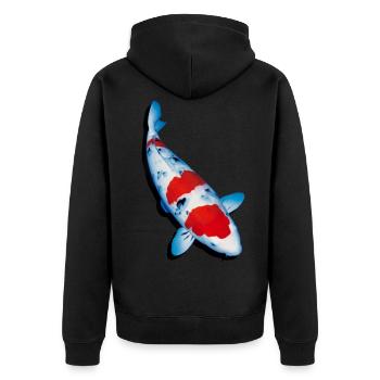 Koi - Unisex Premium Bio Zip Hoodie - Schwarz - Hinten - Nico (187cm)