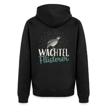 Wachtelflüsterer Wachtelzucht Wachtel - Unisex Premium Bio Zip Hoodie - Schwarz - Hinten - Nico (187cm)