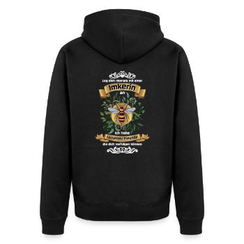 Imker, Leg dich niemals mit einer Imkerin an - Unisex Premium Bio Zip Hoodie - Schwarz - Hinten - Nico (187cm)