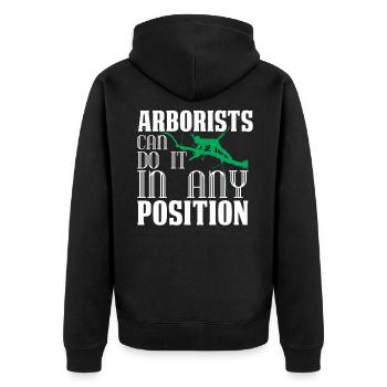 Baumkletterer Baumpfleger Holzfäller Baumzucht - Unisex Premium Bio Zip Hoodie - Schwarz - Hinten - Nico (187cm)