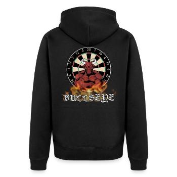 Darts Bullseye - Unisex Premium Bio Zip Hoodie - Schwarz - Hinten - Nico (187cm)
