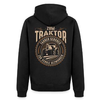 Tracteur drôle disant ferme de fermier de village - Veste à capuche bio Premium Unisexe - noir - Dos - Nico (187cm)