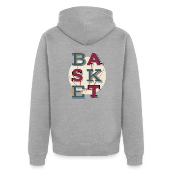 Basket - basketball - Unisex Premium Organic Zip Hoodie - heather grey - Back - Nico (187cm)