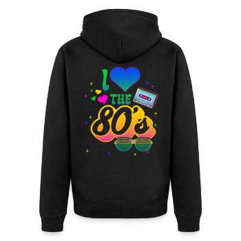 Liebe die achtziger Jahre Sonnenbrille Kassette - Unisex Premium Bio Zip Hoodie - Schwarz - Hinten - Nico (187cm)