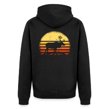 Illustration de Moose Retro Sun Alaska Moose - Veste à capuche bio Premium Unisexe - noir - Dos - Nico (187cm)