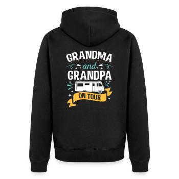 Grandma and Grandpa on tour Camper Wohnmobil - Unisex Premium Bio Zip Hoodie - Schwarz - Hinten - Nico (187cm)
