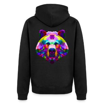 Ours coloré illustration montagne forêt animal - Veste à capuche bio Premium Unisexe - noir - Dos - Nico (187cm)