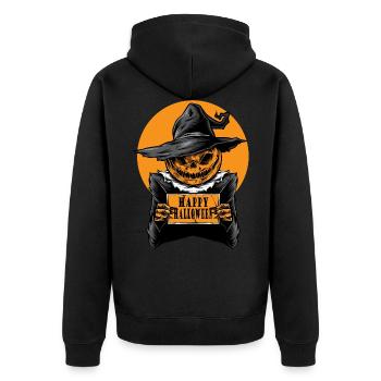 Happy Halloween Sorcière Citrouille Effrayant Lune - Veste à capuche bio Premium Unisexe - noir - Dos - Nico (187cm)