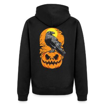 Raven Pumpkin Halloween Effrayant - Veste à capuche bio Premium Unisexe - noir - Dos - Nico (187cm)