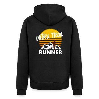 Trail running & mountain running, ultra trail runner - Unisex Premium Organic Zip Hoodie - black - Back - Nico (187cm)