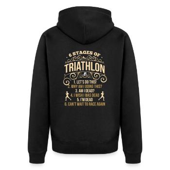 Triathlon saying crazy triathlete athlete - Unisex Premium Organic Zip Hoodie - black - Back - Nico (187cm)