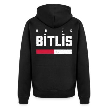 Bitlis 13 Turkey Turkiye TR Gift Holiday - Unisex Premium Organic Zip Hoodie - black - Back - Nico (187cm)