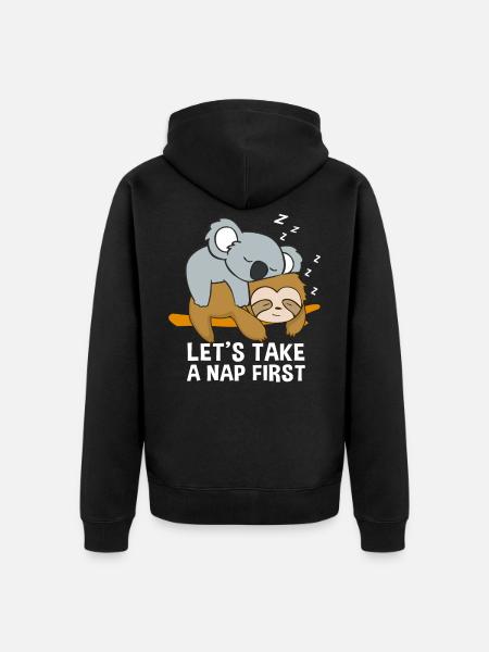 Mocassini koala pigri che dormono fino a tardi - Felpa con cappuccio ecologica premium unisex - nero