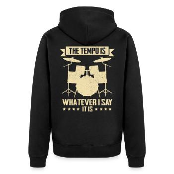 Drummer Schlagzeug Schlagzeuger Drums Band Musiker - Unisex Premium Bio Zip Hoodie - Schwarz - Hinten - Nico (187cm)