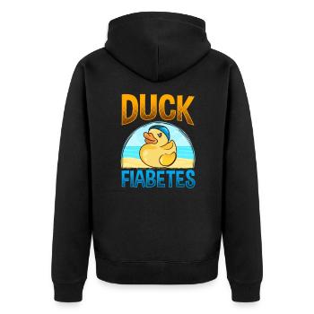 Diabetes T1D Medizinische Gesundheit Diabetiker - Unisex Premium Bio Zip Hoodie - Schwarz - Hinten - Nico (187cm)