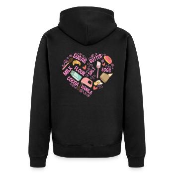 Backen Liebe Bäcker Werkzeuge Konditormeister - Unisex Premium Bio Zip Hoodie - Schwarz - Hinten - Nico (187cm)