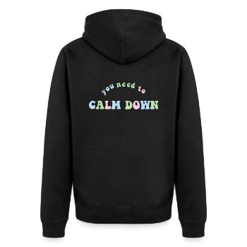 Phrase dont vous avez besoin pour calmer Taylor rose et vert - Veste à capuche bio Premium Unisexe - noir - Dos - Nico (187cm)